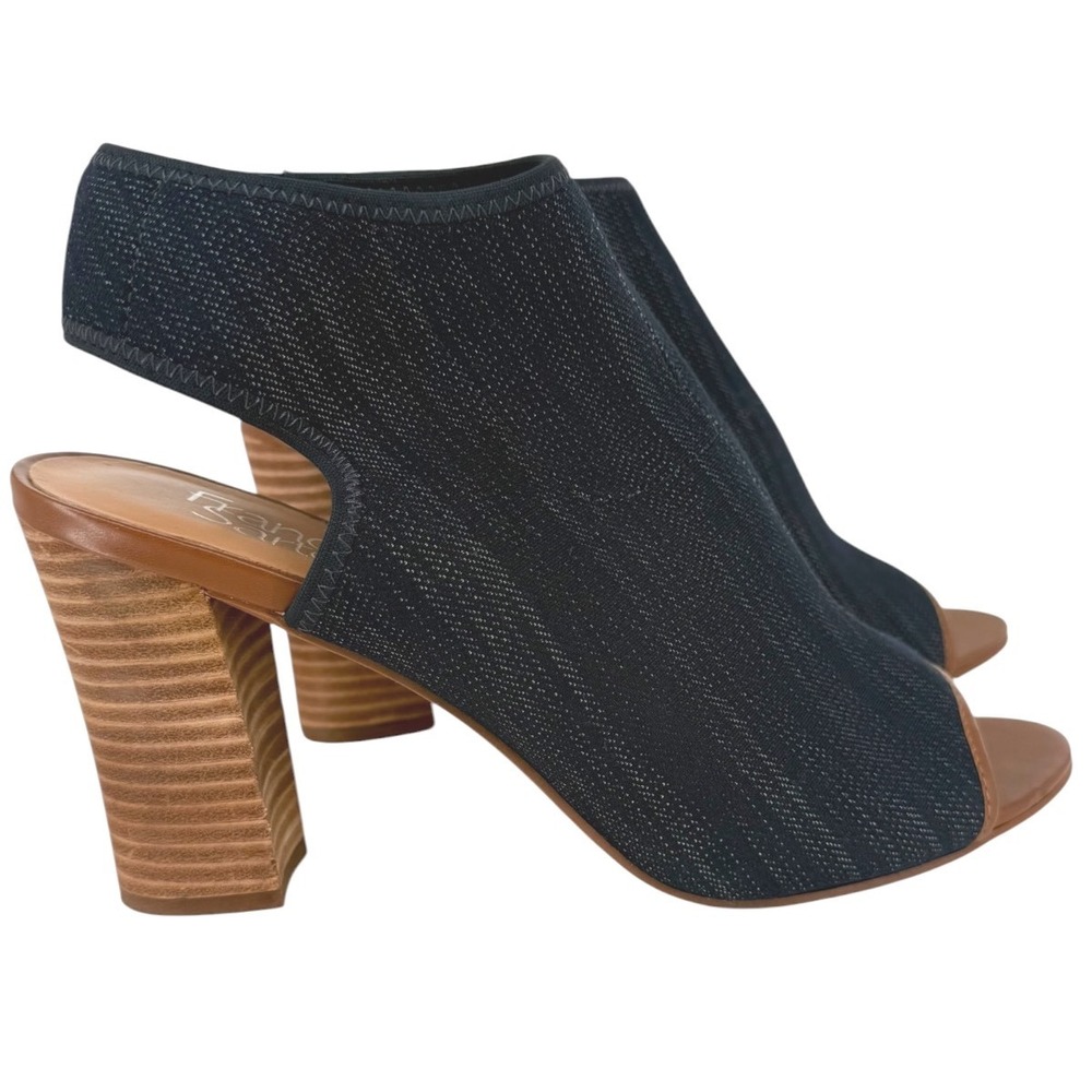 Franco Sarto Womens Dawne Denim Peep Toe Block Heel Booties Blue Size‎ 10M